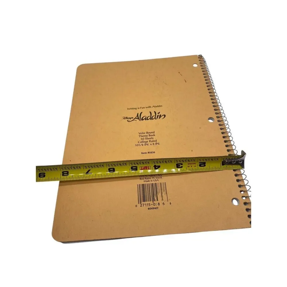 Aladdin Genie Notebook Spiral Bound Ruler Lined Pages USA Made Vintage Disney